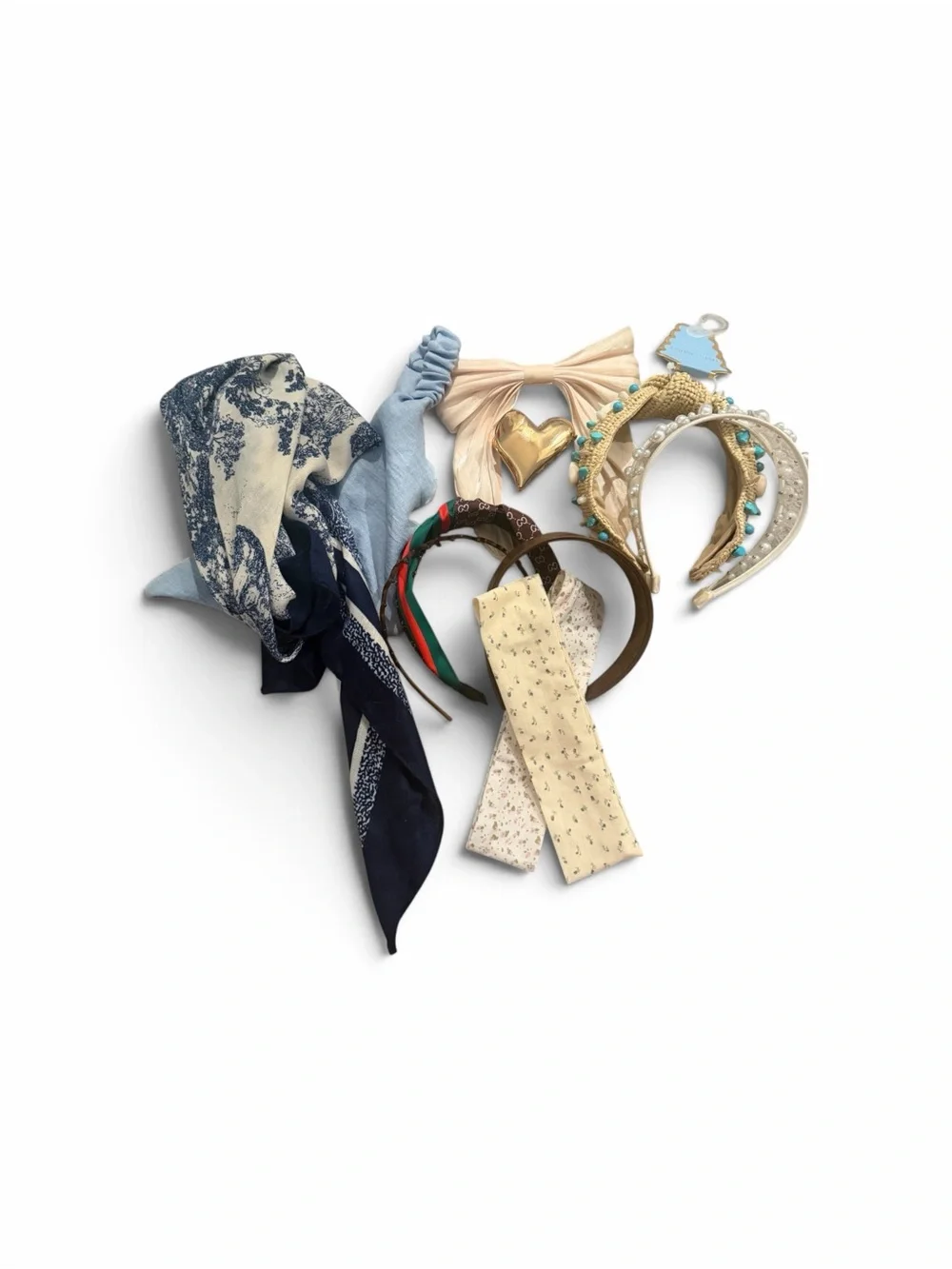 Assorted Women's Hair Accessories Set in Navy, Beige, Light Blue and Cream
